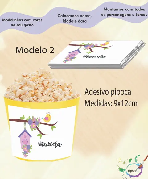Rótulo para Balde de Pipoca-jardim Encantado