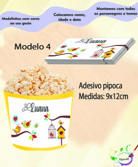 Rótulo para Balde de Pipoca-jardim Encantado