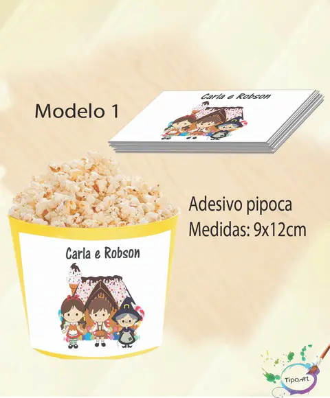 Rótulo para Balde de Pipoca-joão e Maria