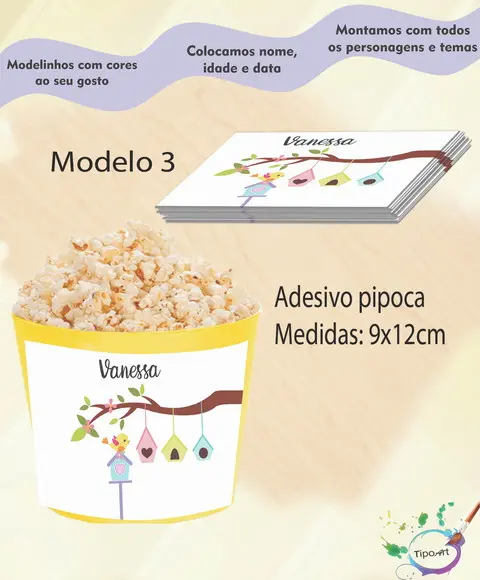 Rótulo para Balde de Pipoca-jardim Encantado