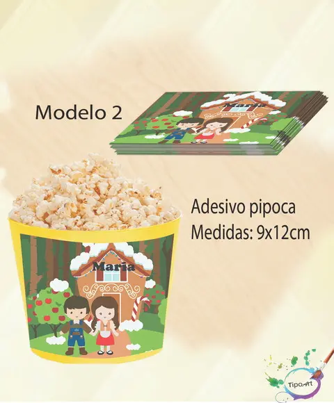 Rótulo para Balde de Pipoca-joão e Maria