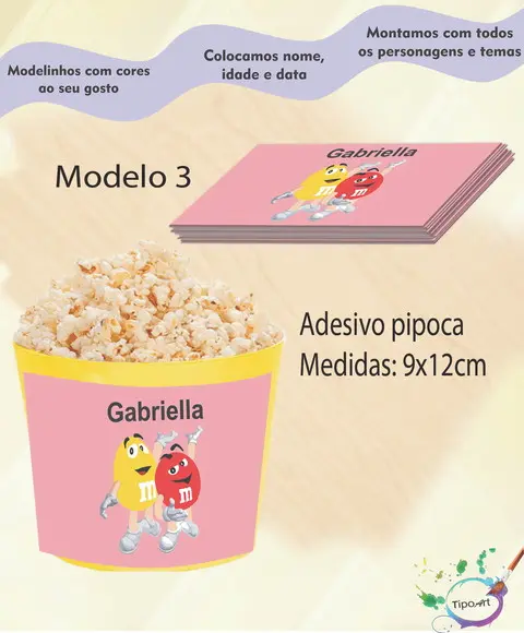 Rótulo para Balde de Pipoca-m&m