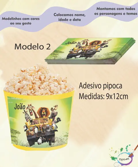 Rótulo para Balde de Pipoca-madagascar