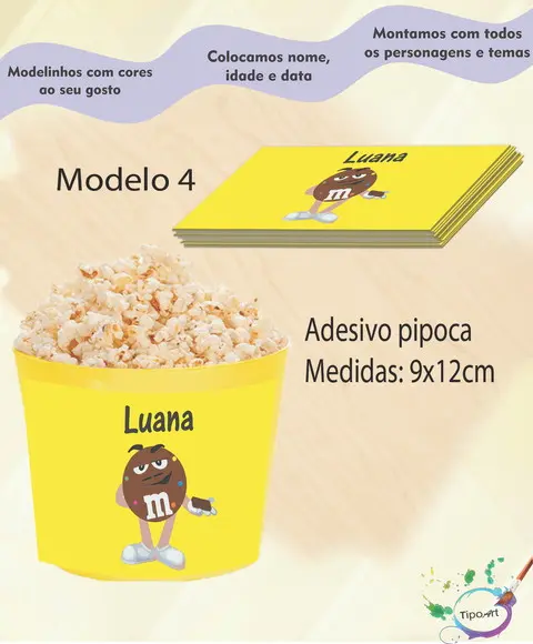 Rótulo para Balde de Pipoca-m&m