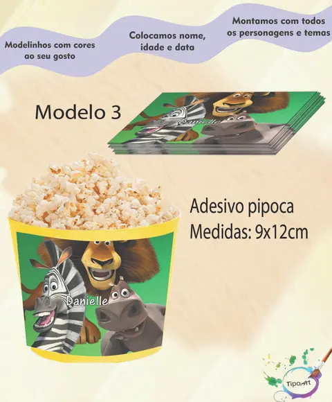 Rótulo para Balde de Pipoca-madagascar