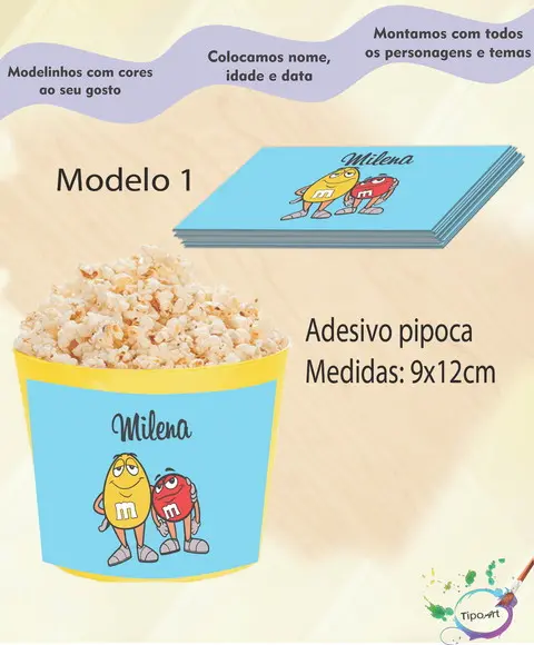 Rótulo para Balde de Pipoca-m&m