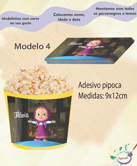 Rótulo para Balde de Pipoca-masha