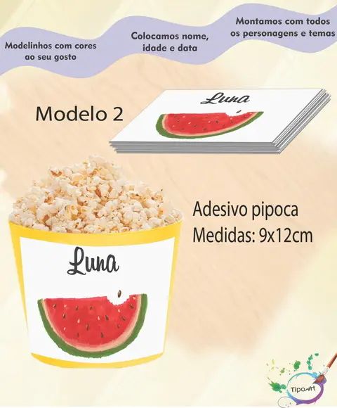 Rótulo para Balde de Pipoca-melancia