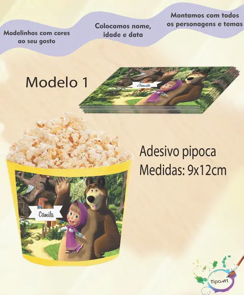 Rótulo para Balde de Pipoca-masha