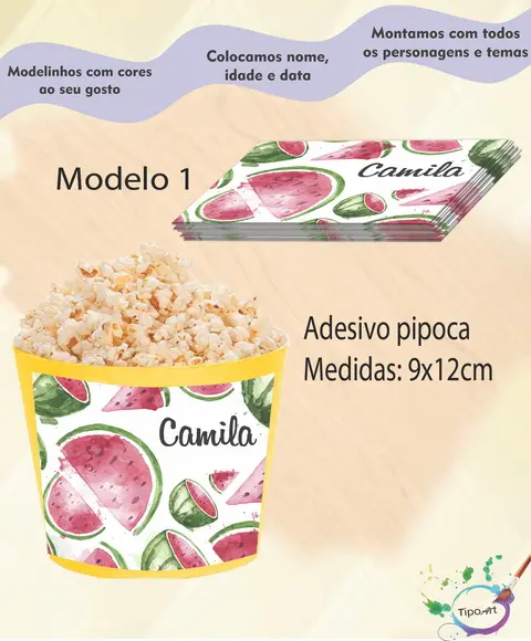 Rótulo para Balde de Pipoca-melancia