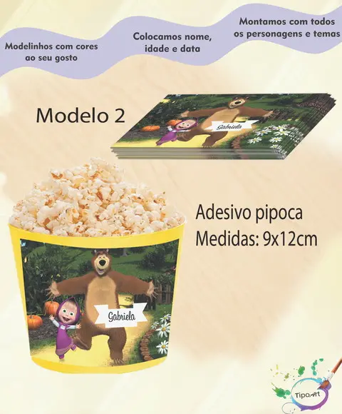 Rótulo para Balde de Pipoca-masha