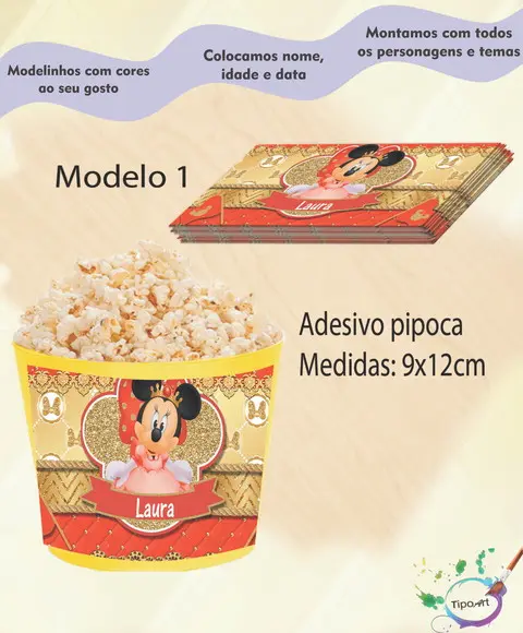 Rótulo para Balde de Pipoca-minnie Realeza