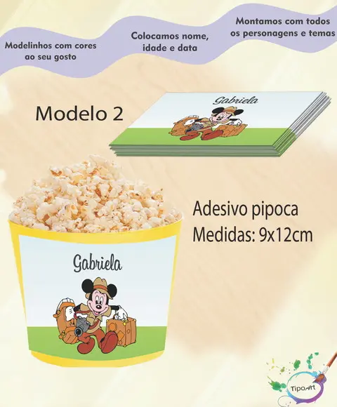 Rótulo para Balde de Pipoca-mickey Safari