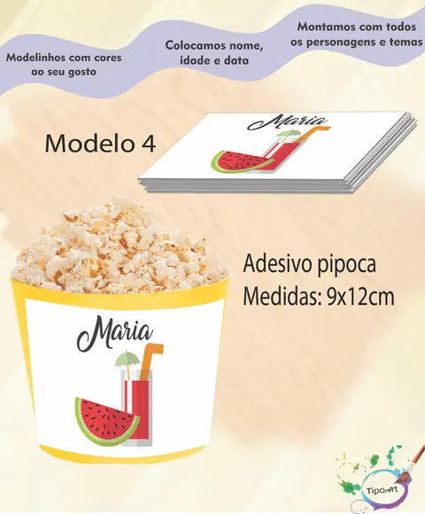 Rótulo para Balde de Pipoca-melancia