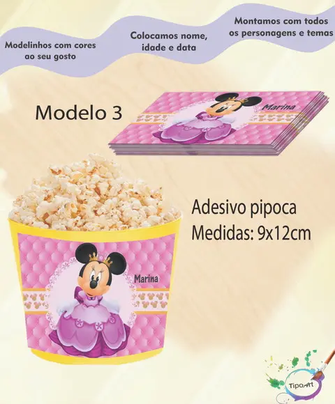 Rótulo para Balde de Pipoca-minnie Realeza