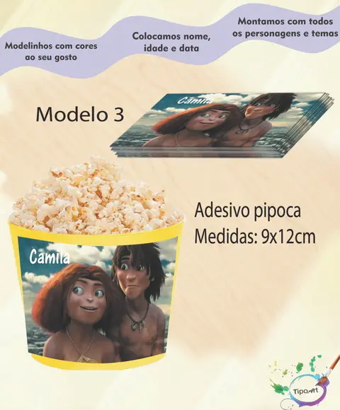 Rótulo para Balde de Pipoca-os Croods