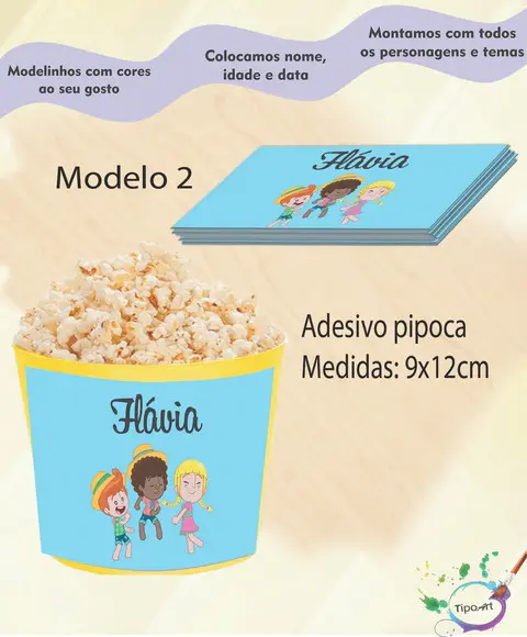 Rótulo para Balde de Pipoca-mundo Bita