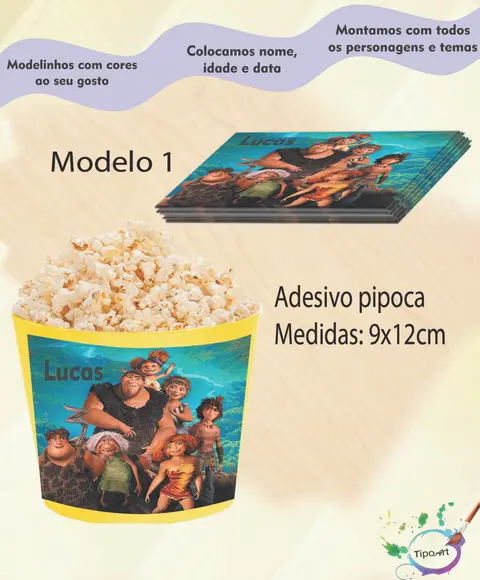 Rótulo para Balde de Pipoca-os Croods