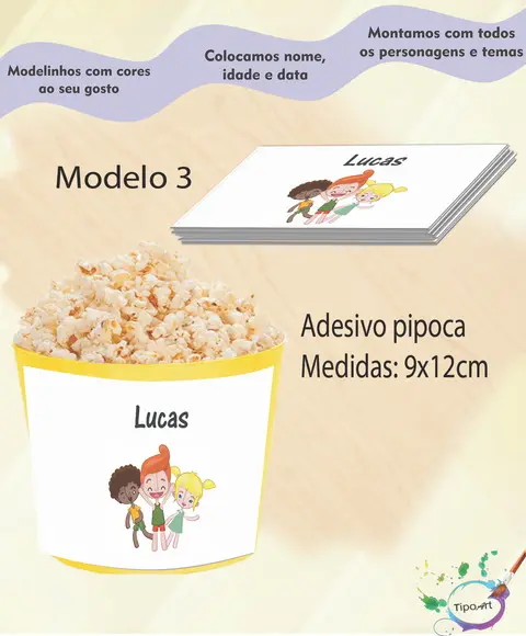 Rótulo para Balde de Pipoca-mundo Bita