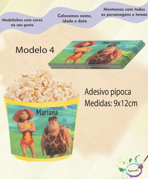 Rótulo para Balde de Pipoca-os Croods