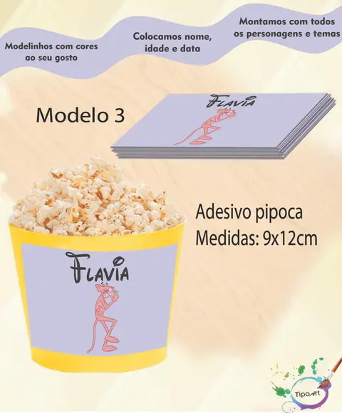 Rótulo para Balde de Pipoca-pantera