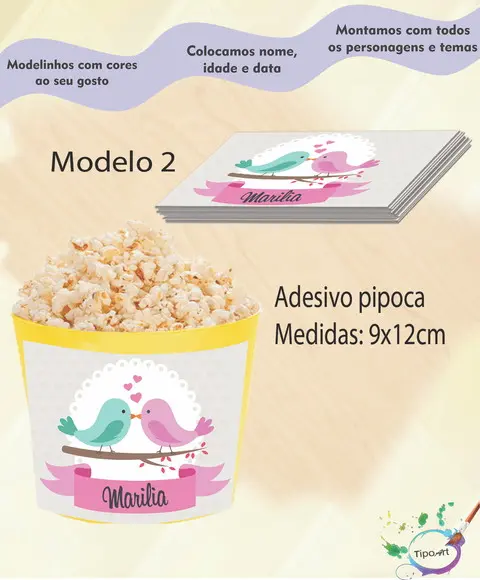 Rótulo para Balde de Pipoca-passarinho