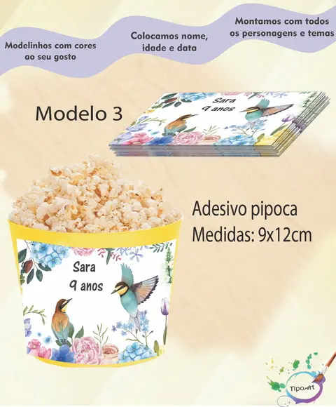 Rótulo para Balde de Pipoca-passarinho