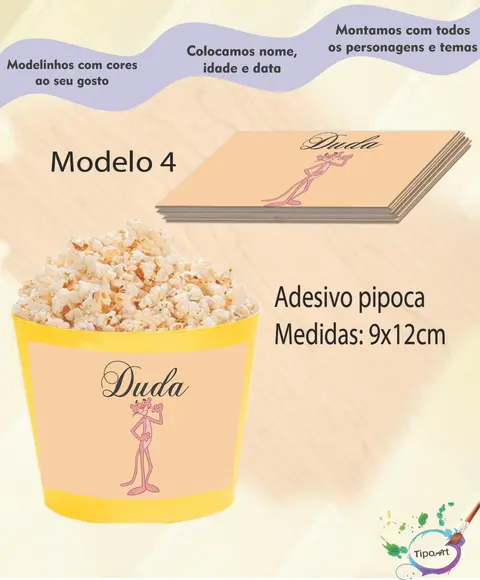 Rótulo para Balde de Pipoca-pantera