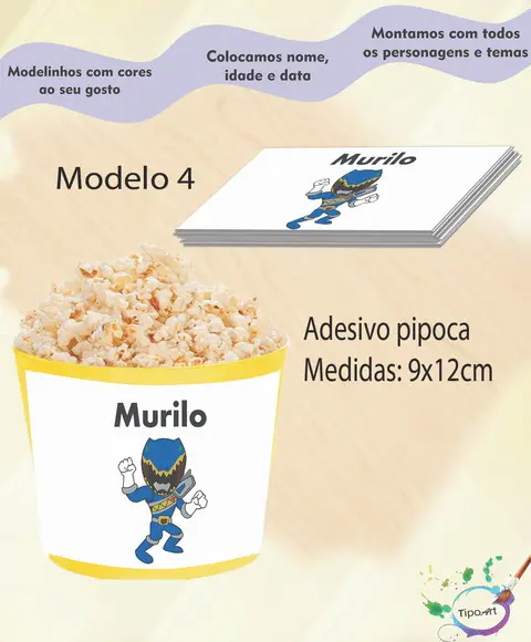 Rótulo para Balde de Pipoca-pawer Ranger