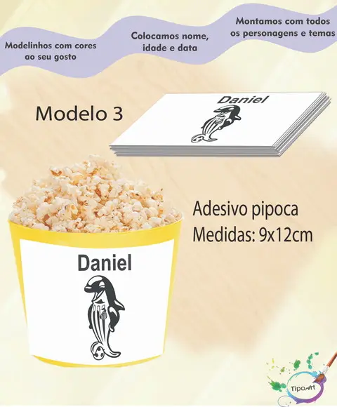 Rótulo para Balde de Pipoca-peixe