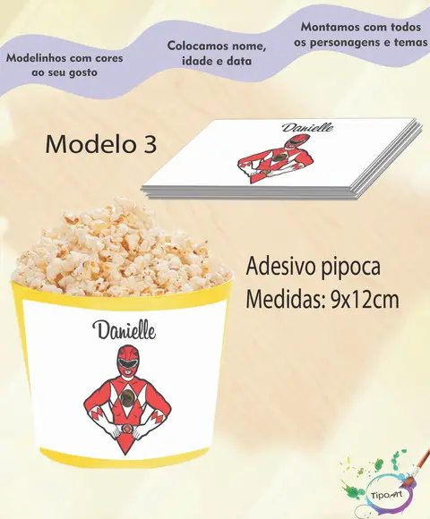 Rótulo para Balde de Pipoca-pawer Ranger