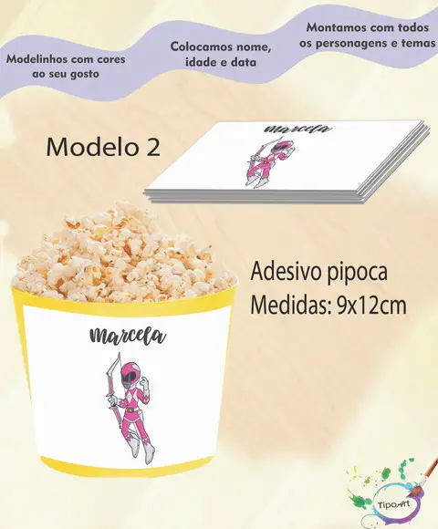 Rótulo para Balde de Pipoca-pawer Ranger