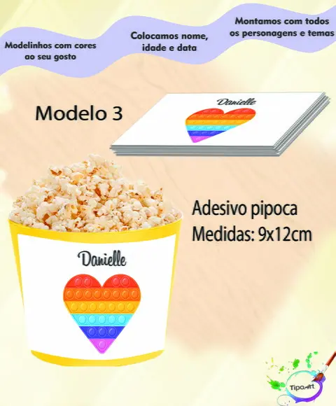 Rótulo para Balde de Pipoca-pop Fidget