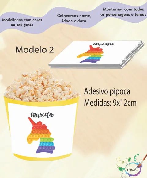 Rótulo para Balde de Pipoca-pop Fidget