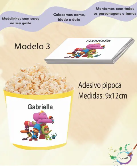 Rótulo para Balde de Pipoca-pocoyo