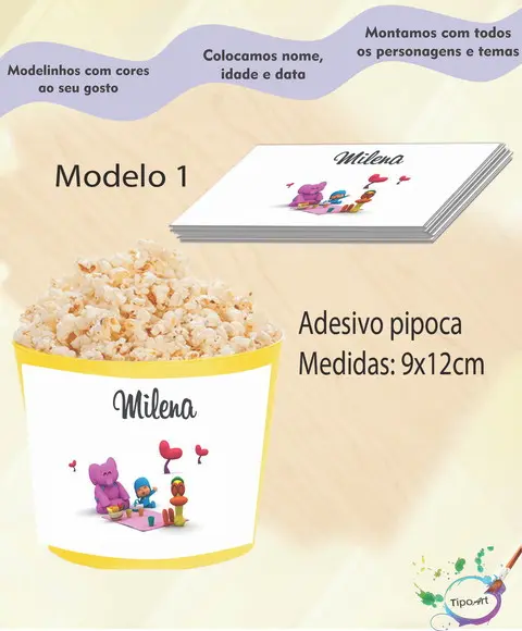 Rótulo para Balde de Pipoca-pocoyo
