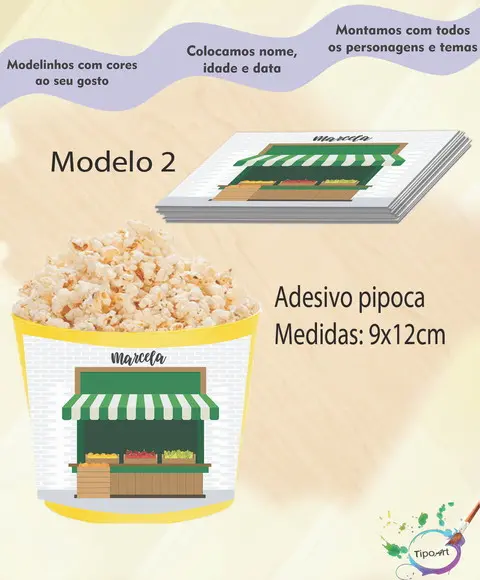 Rótulo para Balde de Pipoca-quitandinha