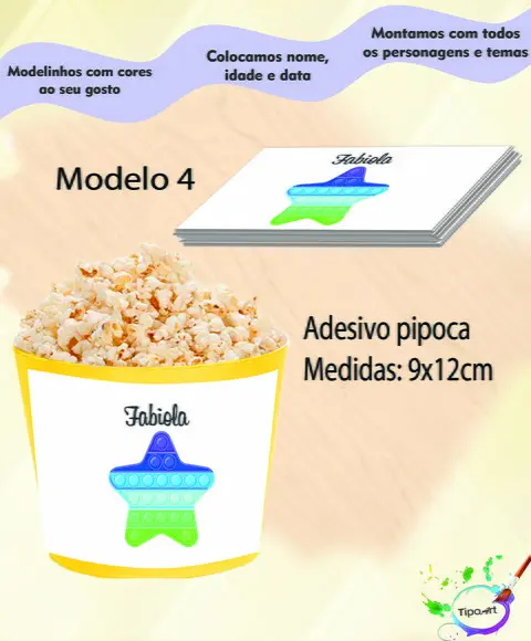 Rótulo para Balde de Pipoca-pop Fidget