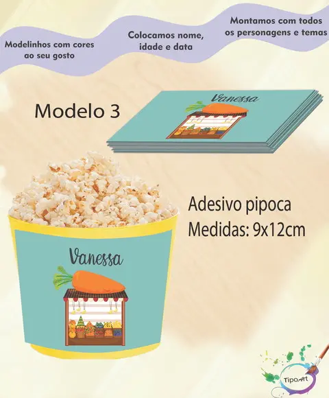 Rótulo para Balde de Pipoca-quitandinha