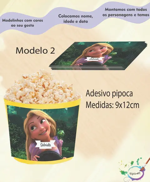 Rótulo para Balde de Pipoca-rapunzel