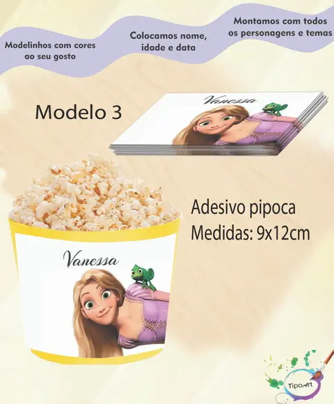 Rótulo para Balde de Pipoca-rapunzel