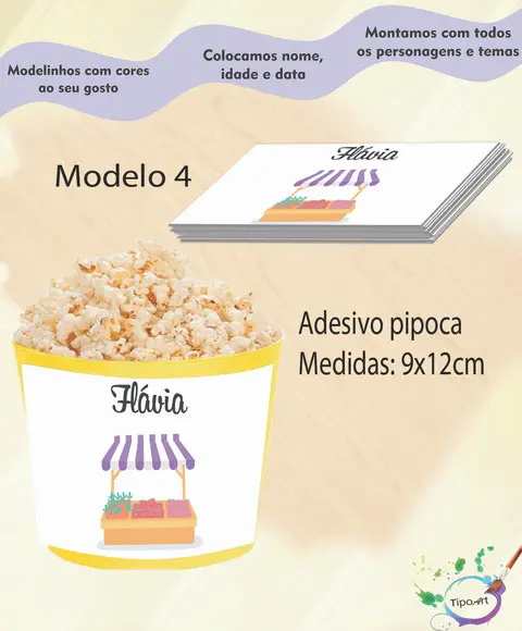 Rótulo para Balde de Pipoca-quitandinha