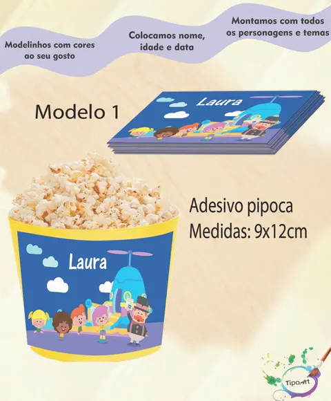 Rótulo para Balde de Pipoca-radio Bita