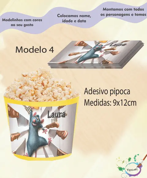 Rótulo para Balde de Pipoca-ratatouille