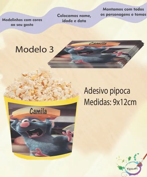 Rótulo para Balde de Pipoca-ratatouille