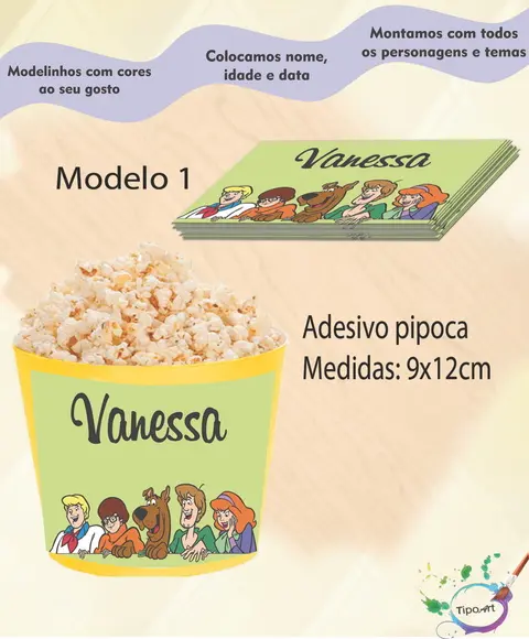 Rótulo para Balde de Pipoca-scooby Doo
