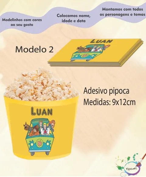 Rótulo para Balde de Pipoca-scooby Doo