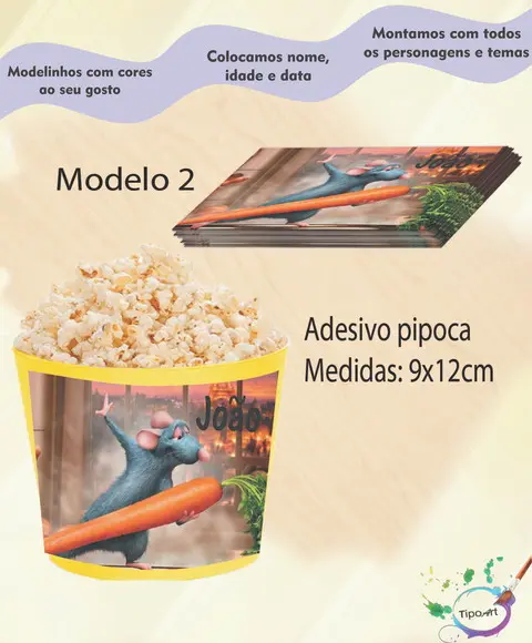 Rótulo para Balde de Pipoca-ratatouille