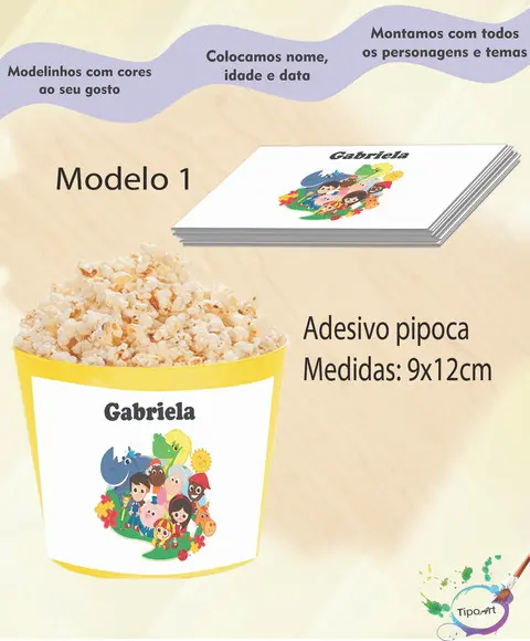 Rótulo para Balde de Pipoca-sitio do Pica Pau Amarelo