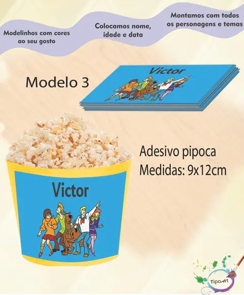 Rótulo para Balde de Pipoca-scooby Doo